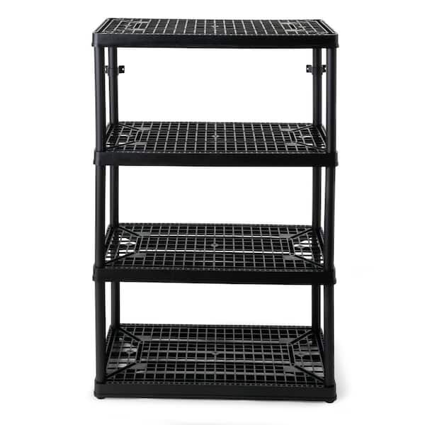 GRACIOUS LIVING Black 4 Tier Plastic Garage Storage Shelving Unit 36 in. W x 54 in. H x 18 in. D 91063MAXIT 1C 30 The Home Depot