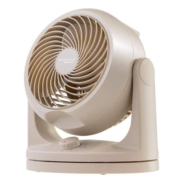 null Woozoo 7 in. 3 Speed Oscillating Vortex Desk Fan, Latte