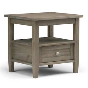 Warm Shaker Solid Wood 20 in. Wide Rectangle Transitional End Side Table in Distressed Grey