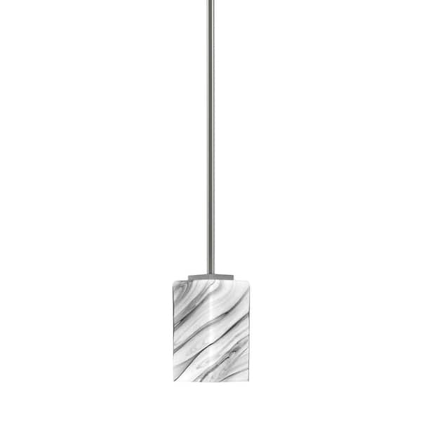 Unbranded Bridgewater 100-Watt 1-Light Graphite Shaded Pendant Light Mini Pendant with 3.5 in. Onyx Swirl Glass, No Bulbs Included