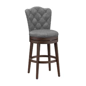 Edenwood 45.5 in. Brown High Back 30.5 in. Bar Height Swivel Stool Rich Chocolate Seat and Back