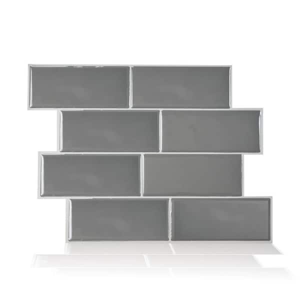 smart tiles Metro Grigio 11.56 in. W x 8.38 in. H Peel and Stick Self-Adhesive Decorative Mosaic Wall Tile Backsplash (12-Pack)