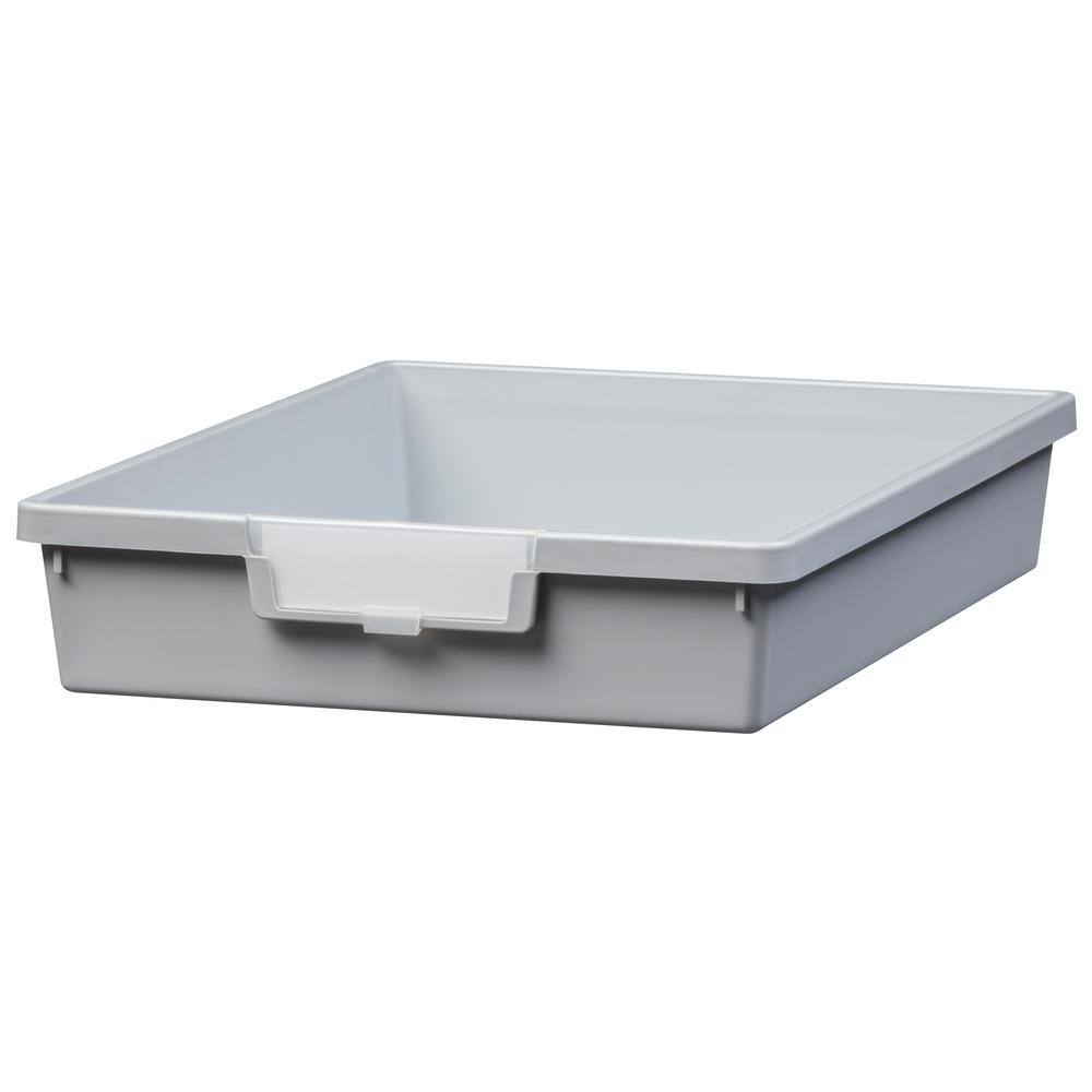 6 Gal. - Tote Tray - Slim Line 3 in. Storage Tray in Light Gray - (Pack of 