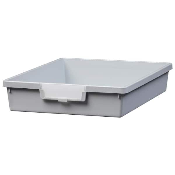 Unbranded 6 Gal. - Tote Tray - Slim Line 3 in. Storage Tray in Light Gray - (Pack of 3)