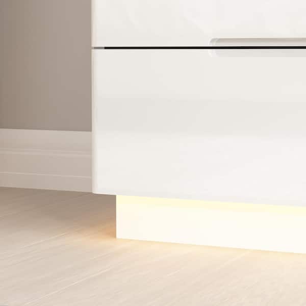 ふふ品 FUFU&GAGA High Gloss White Wood 8-Drawer Chest of Drawers