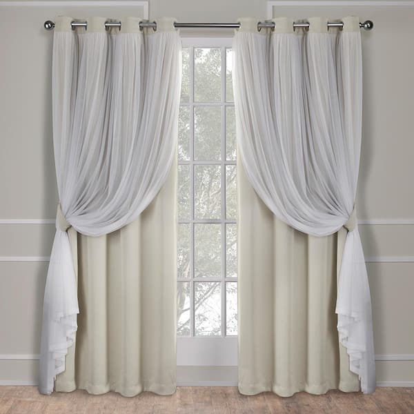 EXCLUSIVE HOME Catarina Sand Solid Lined Room Darkening Grommet Top Curtain, 52 in. W x 96 in. L (Set of 2)