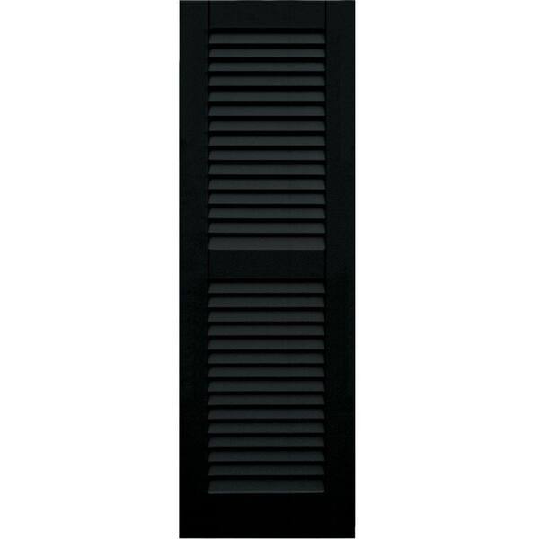 Winworks Wood Composite 15 in. x 46 in. Louvered Shutters Pair #653 Charleston Green