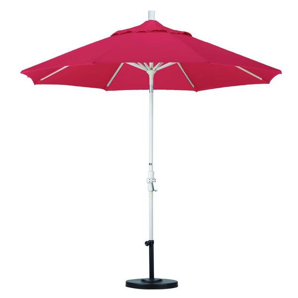 California Umbrella 9 ft. Aluminum Collar Tilt Patio Umbrella in Red Olefin