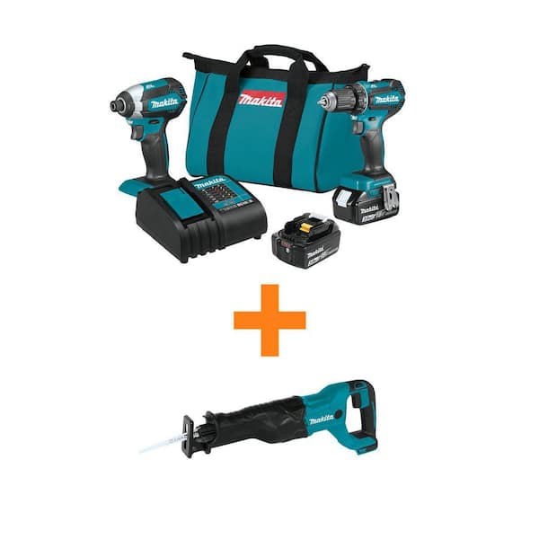 Makita 18V LXT Lithium-ion Brushless Cordless 2-Piece Combo Kit 3.0Ah with bonus 18V LXT Cordless Reciprocating Saw (Tool-Only)