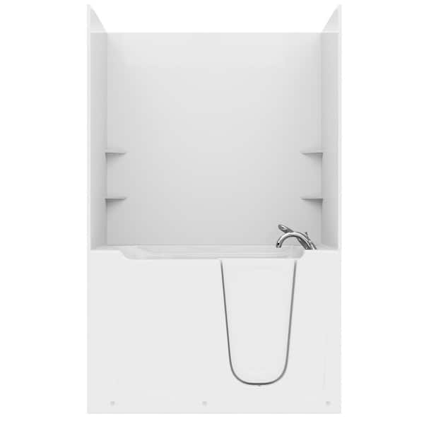 Nova Heated 5 ft. Walk-In Non-Whirlpool Bathtub in White with Chrome Trim