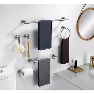 Porter 6-Piece Bath Hardware Set with Towel Ring Toilet Paper Holder Towel Hook and Towel Bar in Brushed Nickel