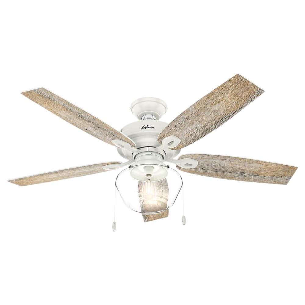 Hunter Crown Canyon 52 In Led Indoor Outdoor Fresh White Ceiling Fan 53357 The Home Depot