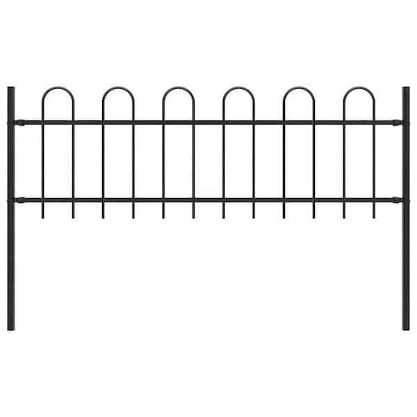 Afoxsos HDDB2004 66.9 in. L x 43.3 in. H Black Steel Garden Fence Decorative Fence with Hoop Top - 1