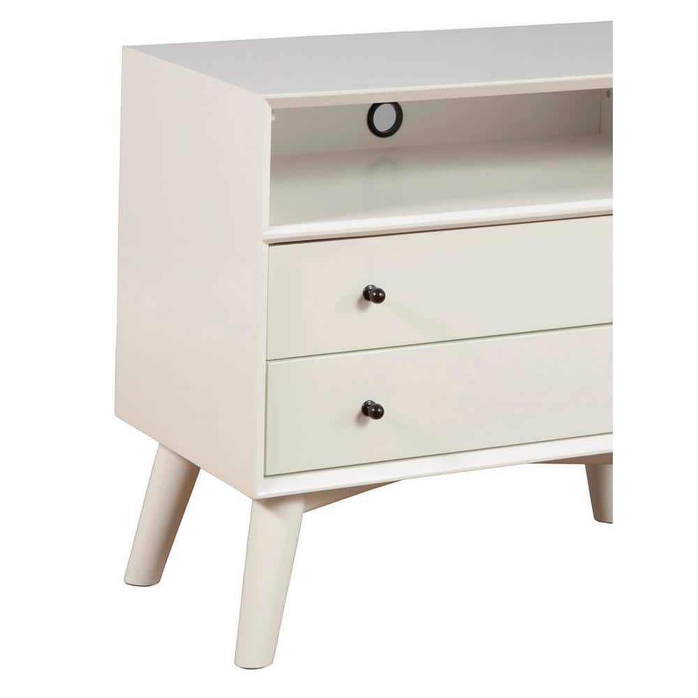 Gray Transitional 28" Mid-Century Modern 2-Drawer Nightstand