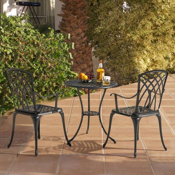 3 Pcs Cast Aluminum Outdoor Table and Chair Set Patio Garden 3 Pcs Cast Aluminum Outdoor Table and Chair Set Patio Garden