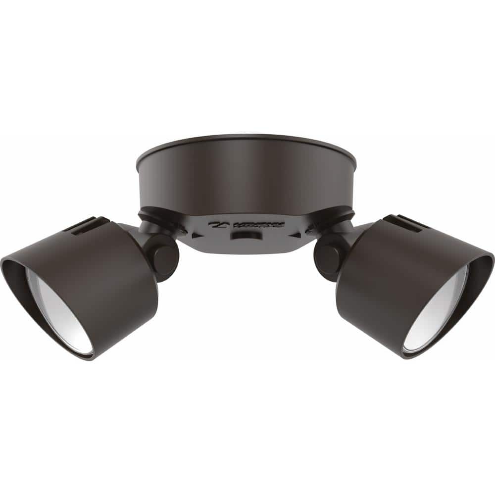 Dark Bronze Dual Head LED Outdoor Security Flood Light