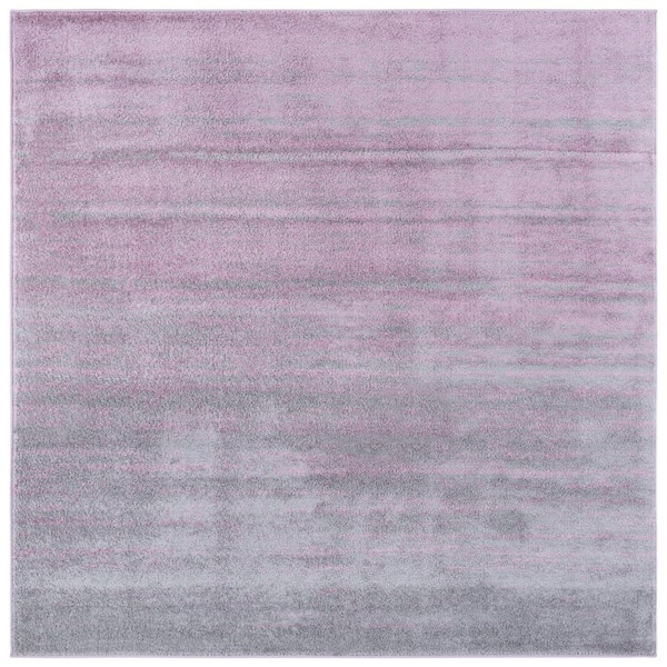 Adirondack Purple/Green Solid Color 7 ft. x 7 ft. Striped Square Area Rug