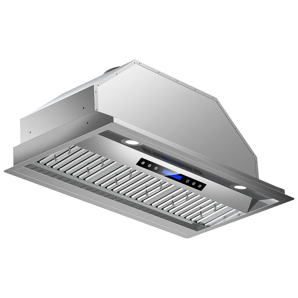 42 in. 600 CFM Convertible Insert Range Hood with Remote, Touch Control LCD, Long-Term Warranty in Stainless Steel
