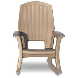 Rockaway Taupe Brown Plastic Heavy-Duty All-Weather Outdoor Rocking Chair