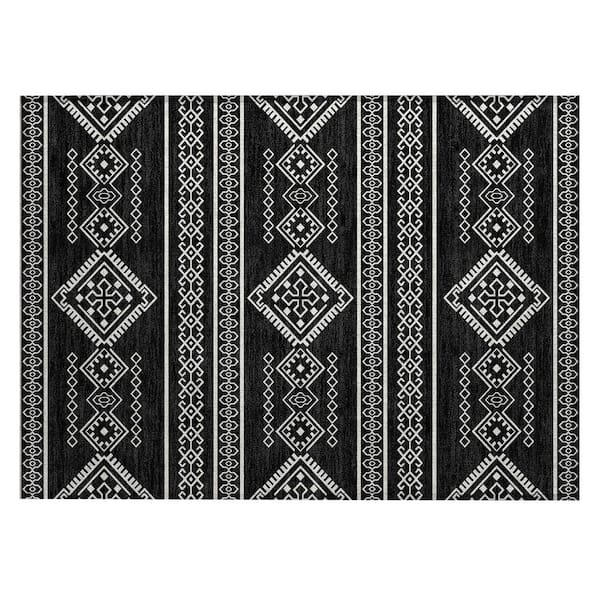 Chantille Machine Washable Indoor/Outdoor Abstract ACN901 Black 1 ft. 8 in. x 2 ft. 6 in. Area Rug