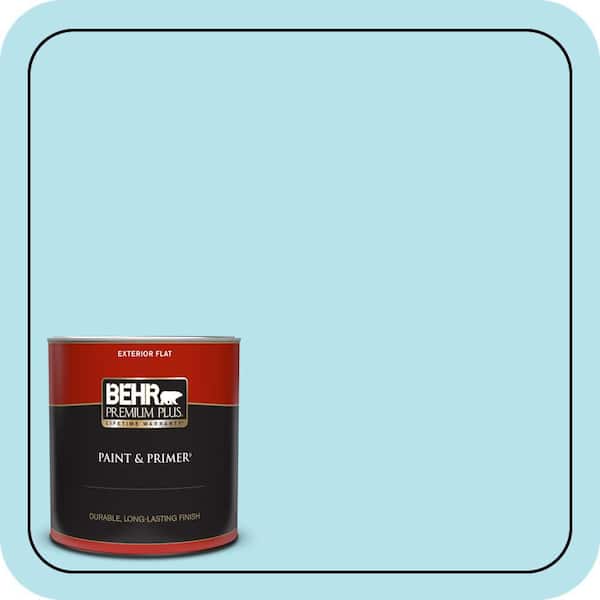 BEHR PREMIUM PLUS 1 qt. #P490-1 Ocean Front Flat Exterior Paint & Primer
