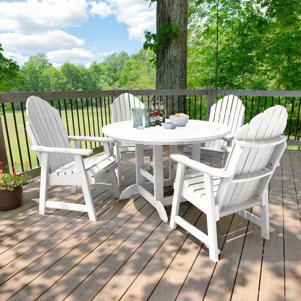 Weathered Brown 4-Person Adirondack Style Round Dining Set