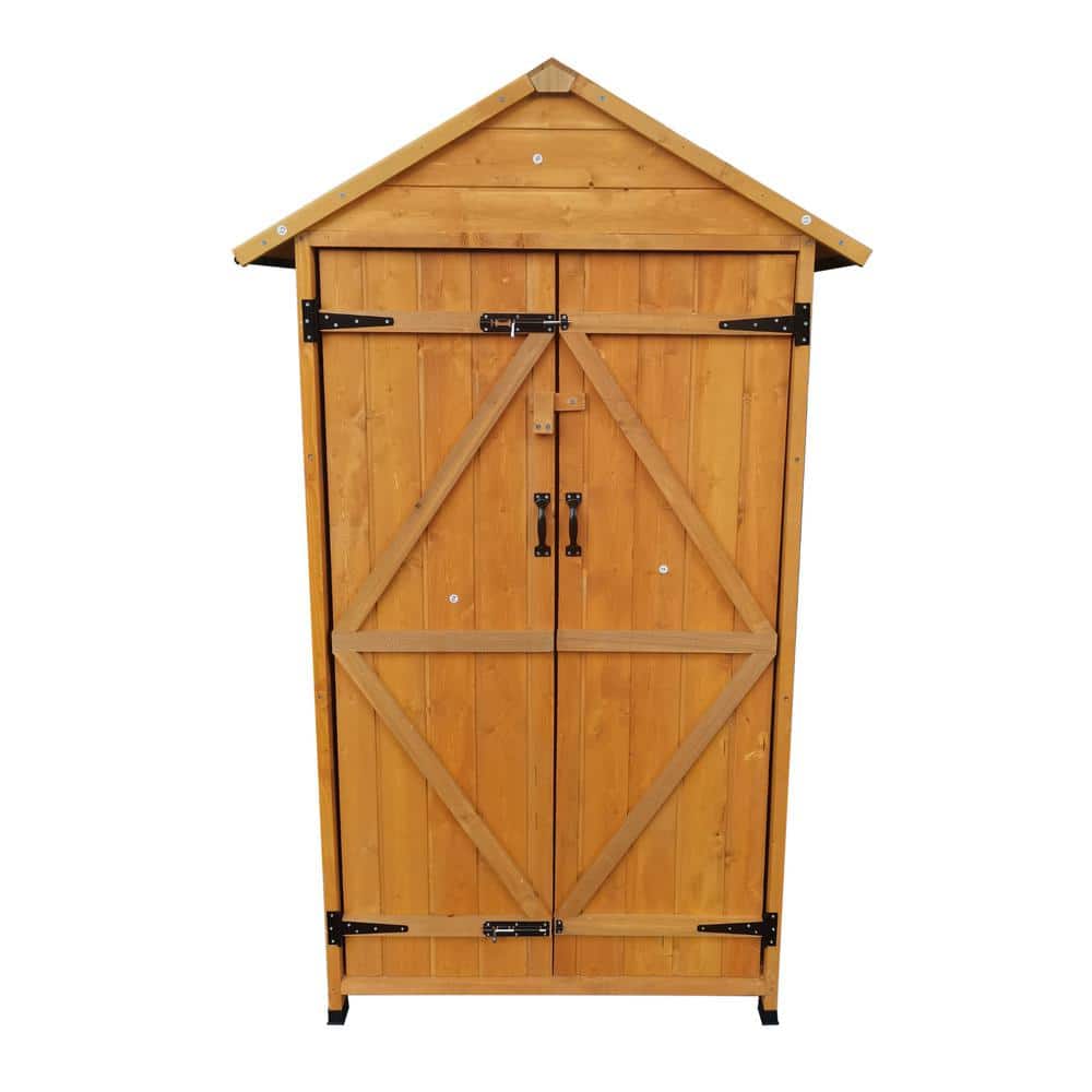 2.8 ft. W x 1.8 ft. D Outdoor Natural Wood Tool Storage Shed with Lockable 