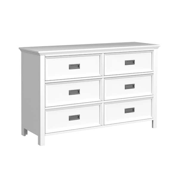 Brooklyn White 6-Drawer 56 in. Dresser