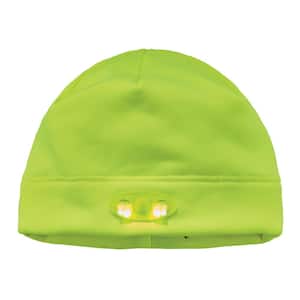 N Ferno 6804 Lime Skull Cap Beanie Hat with LED Lights