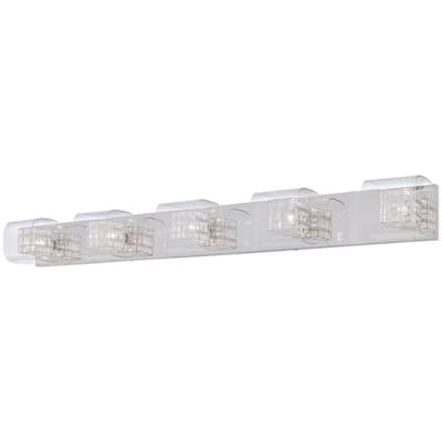 Jewel Box 5-Light Chrome Bath Light with Clear Glass and Interior Aluminum Cage Shades