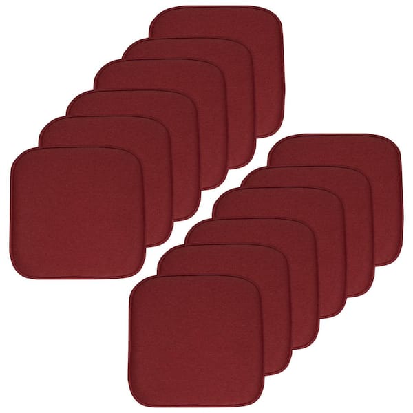 Sweet Home Collection Charlotte Jacquard Square Memory Foam 16 in.x16 in. Non-Slip Back, Chair Cushion (12-Pack), Wine