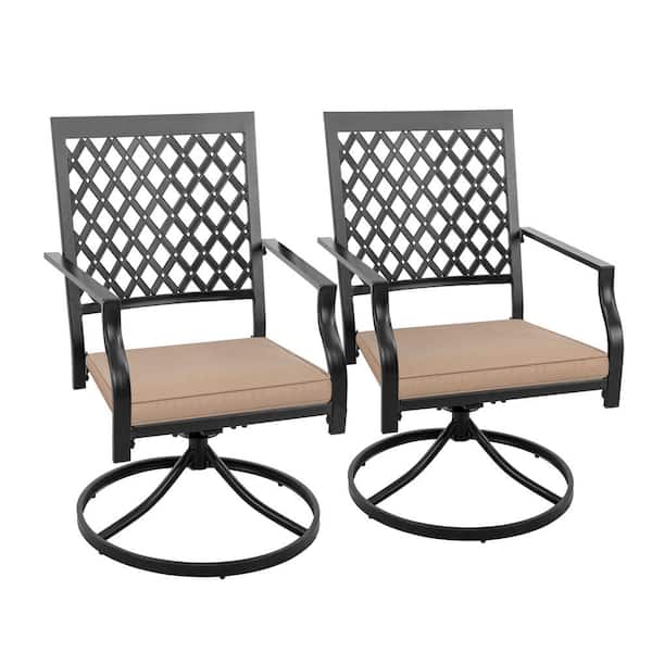 Nuu Garden E-coating Metal Outdoor Swivel Chair with Beige Cushion