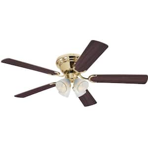 Contempora IV 52 in. Indoor Polished Brass Ceiling Fan with Reversible Walnut/Oak Blades