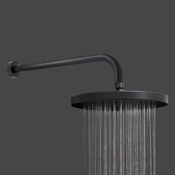 1-Spray 10 in. Single Wall Mount Waterfall Fixed Rain Shower Head in Rubbed Bronze