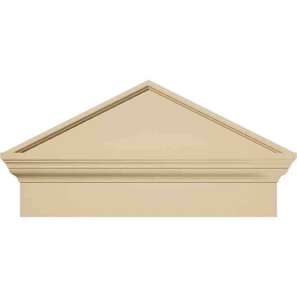 Ekena Millwork 24-in. W x 12-7/8-in. H x 2-3/4-in. P (Pitch 6/12) Peaked Cap Smooth Signature Urethane Combination Pediment, Primed Tan