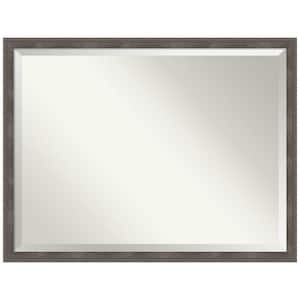 Pinstripe 32.50 in. x 42.50 in. Rustic Rectangle Framed Lead Grey Bathroom Vanity Wall Mirror