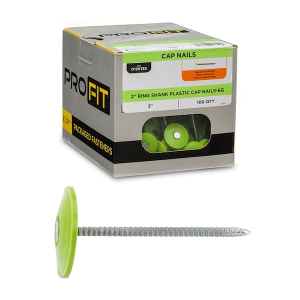 2 in. Electro Galvanized Ring Shank Nail with Plastic Cap (100-Count)