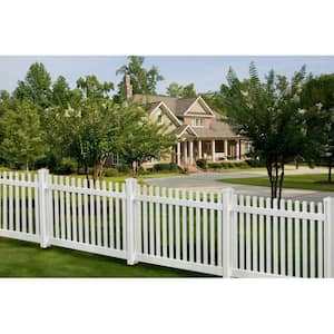 4 ft. H x 7 ft. W Premium Vinyl Classic Picket Fence Panel with Post and Cap