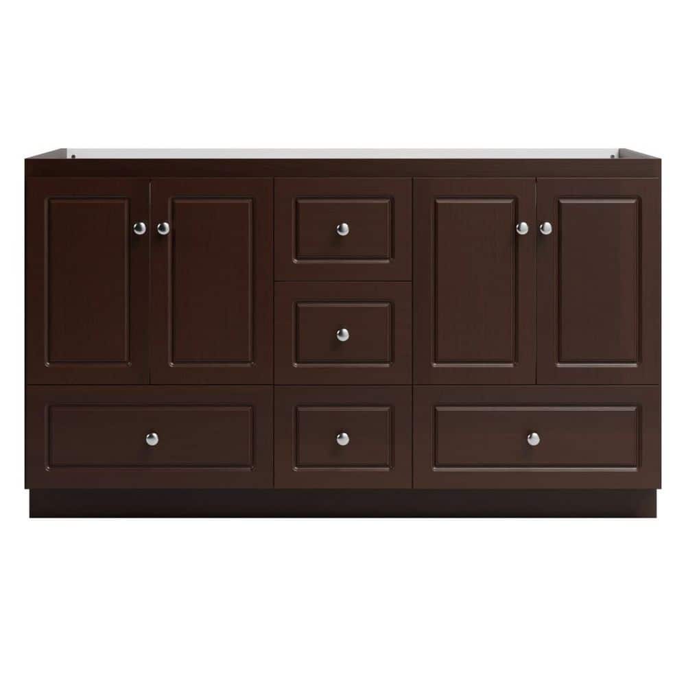 Ultraline 60 in. W x 21 in. D x 34.5 in. H Bath Vanity Cabinet without Top in Dark Alder price history on PriceWatchPro