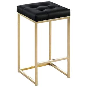 Jersey 27 in. H Black Metal Counter Height Stool in Gold (Set of 2)