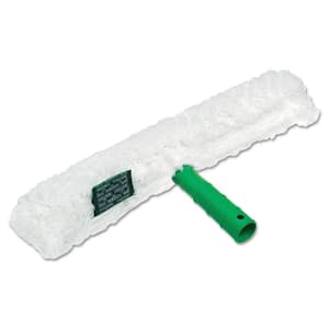 18 in. White Cloth Sleeve Original Strip Washer Window Squeegee with Green Nylon Handle