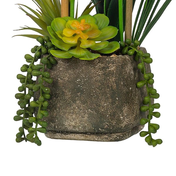 Vanity Art 23. 23 in. H Artificial Phalaenopsis Orchids with Succulents Floral Arrangement in Pot