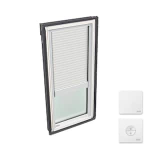 21 in. x 45-3/4 in. Fixed Deck Mount Skylight with Laminated Low-E3 Glass and White Solar Powered Light Filtering Blind