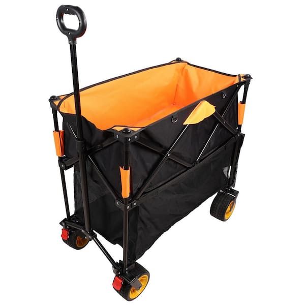 Tatayosi 14.13 cu. ft. Big Large Capacity Metal Folding Garden Cart Extra Long Extender Folding Wagon Shopping Beach Cart
