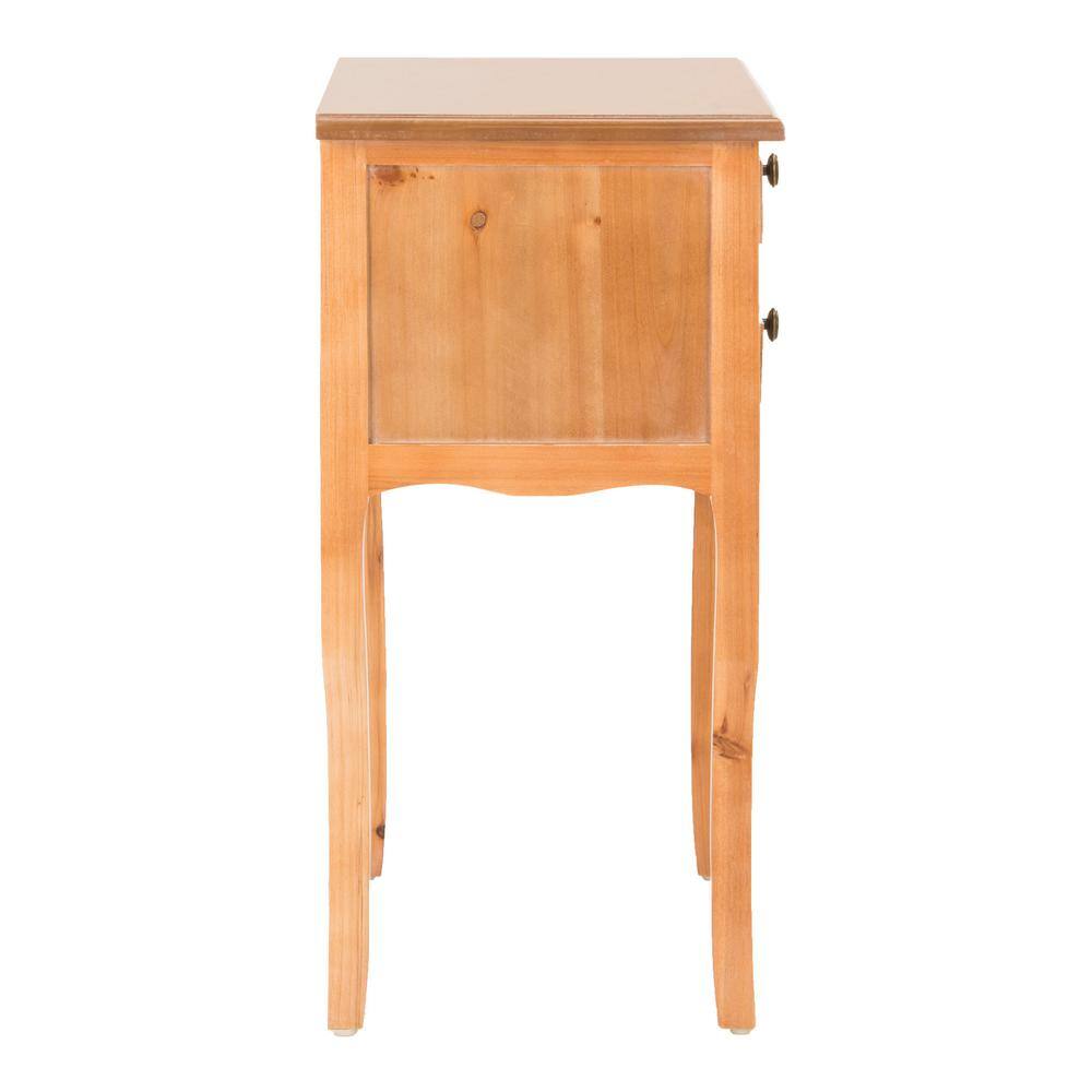 Transitional Black and Brown Wood End Table with Dual Drawers