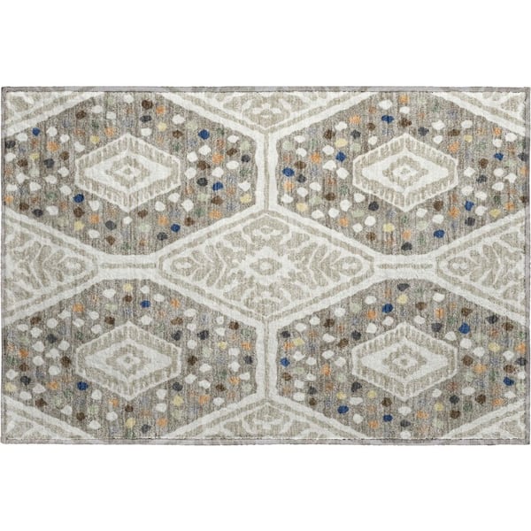 Mayfield Premium Machine Washable Abstract AMF2457 Ivory 3 ft. x 4 ft. Area Rug