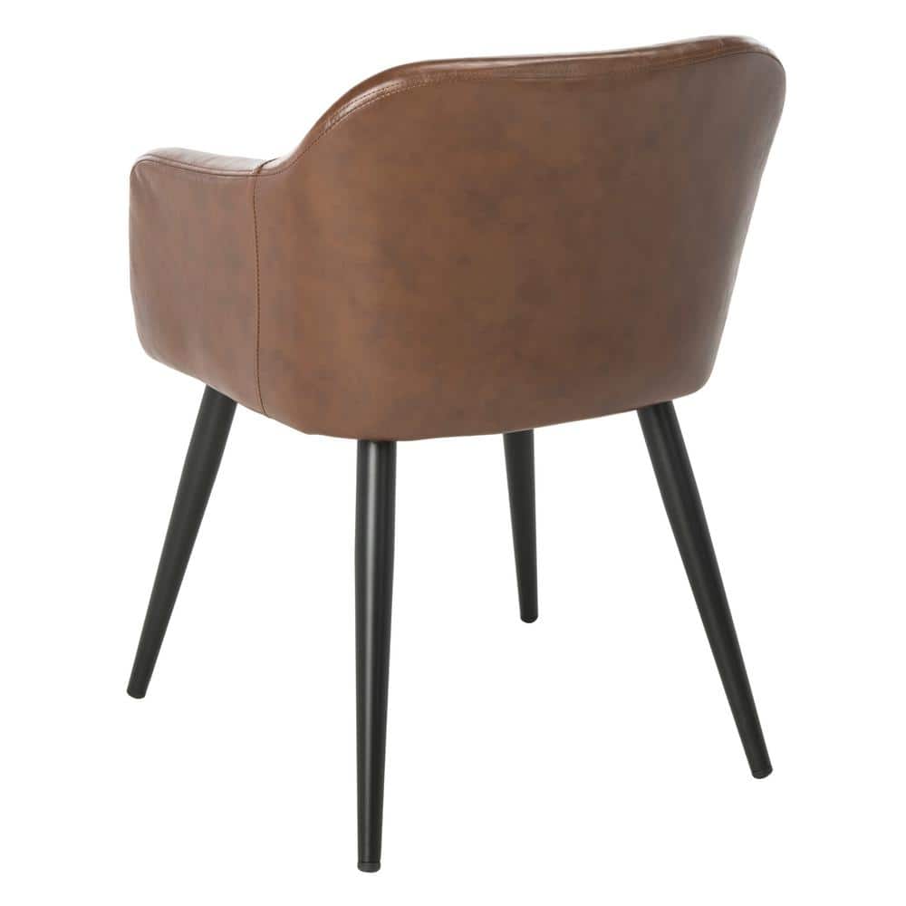 Brown Faux Leather Accent Chair with Black Legs