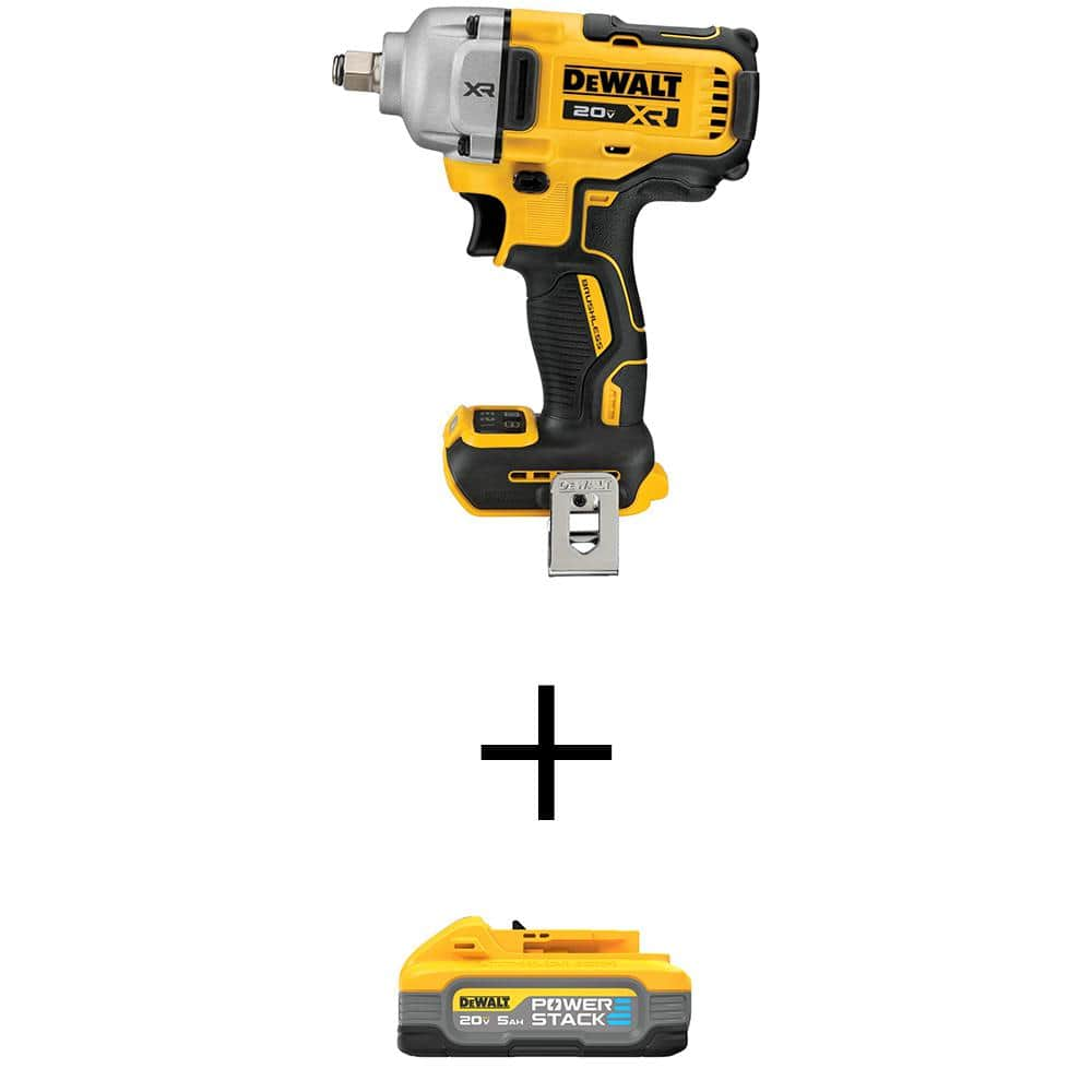 20V MAX XR Lithium-Ion Cordless 1/2 in. Impact Wrench with POWERSTACK 20V 5.0Ah Battery Pack -  DEWALT, DCF891BWDCBP520