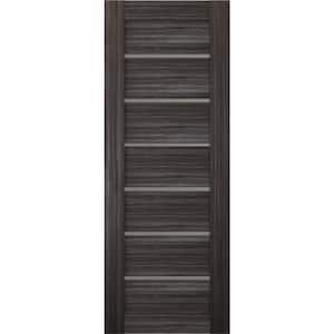 Della 36 in. x 84 in. No Bore Solid Composite Core 4-Lite Glass Gray Oak Finished Wood Composite Interior Door Slab