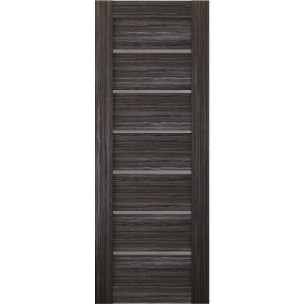 Belldinni Mirella 35.875" x 83.25" No Bore Solid Composite Core 4-Lite Glass Gray Oak Finished Wood Composite Interior Door Slab